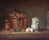 Jean Baptiste Simeon Chardin Famous Paintings - Still Life with Copper Pan and Pestle and Mortar